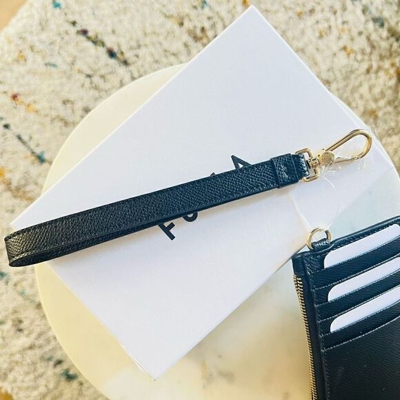 FURLA Classic Credit Card Case Leather Wallet Wristlet, Black, Wrist Strap, NWT - Picture 13 of 16